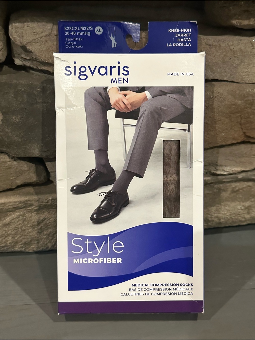 Sigvaris Men’s Style Microfiber Compression Knee Socks Brown 30-40 mmHg XL NWT